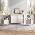 3 Piece Bedroom Set, Vintage 6 Drawer Dresser and Nightstand Sets for Bedroom, Night Stand Set 2 & Kids Dresser with Solid Wood Legs, Chest of Drawers Storage Cabinet Set, White