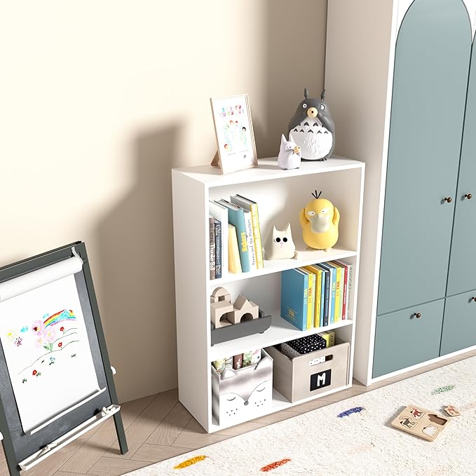 3 Tier Book Shelf，Wooden 3 Cube Storage Organizer, 33 Inch Versatile Cubes Shelf and Cubby Unit for Any Space (White, 3 Cube-W(23.6inch)
