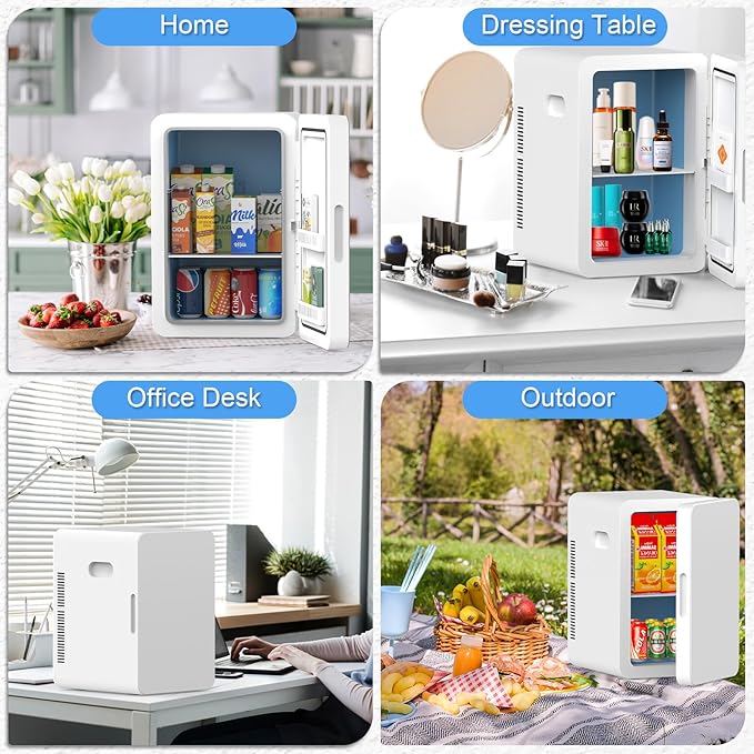 advwin 22L Mini Fridge for Bedroom, 30 Cans Portable Cooler & Warmer Compact Refrigerators with AC/DC Power for Skin Care, Beverage, Cosmetics, Food, Drinks, Office Desk Dorm Room