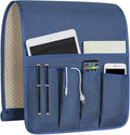 NB Sofa Armrest Organize remote holder bedside caddy organizer with 5 pockets，non-slip couch remote control holder couch armchair caddy accessories (Blue, 35"x12.4")