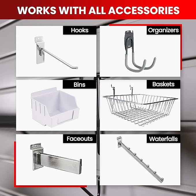 DLDIRECT 3 Colors - Slatwall Panel Garage Organizer: Heavy Duty Wall Mounted PVC Rack, Interlocking Slat Paneling for Garage Storage, Slotwall Board, Shelves System