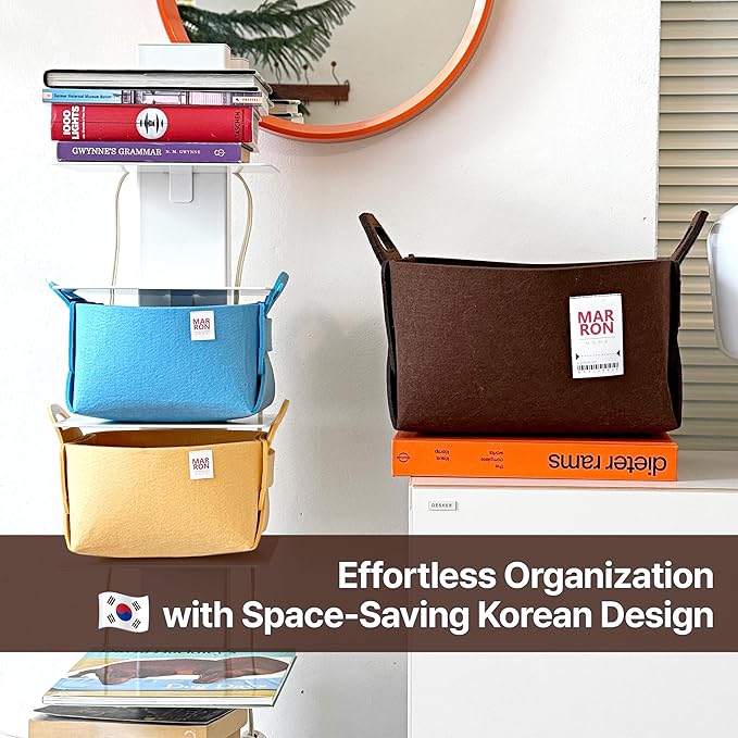 Collapsible Felt LIGHTBLUE Storage Bin Small 7.1"x5.1"x5.1" – Foldable Basket with Handles for Closet, Toy Storage, Laundry Room Organization, Decorative Storage Baskets for Shelves, Nursery