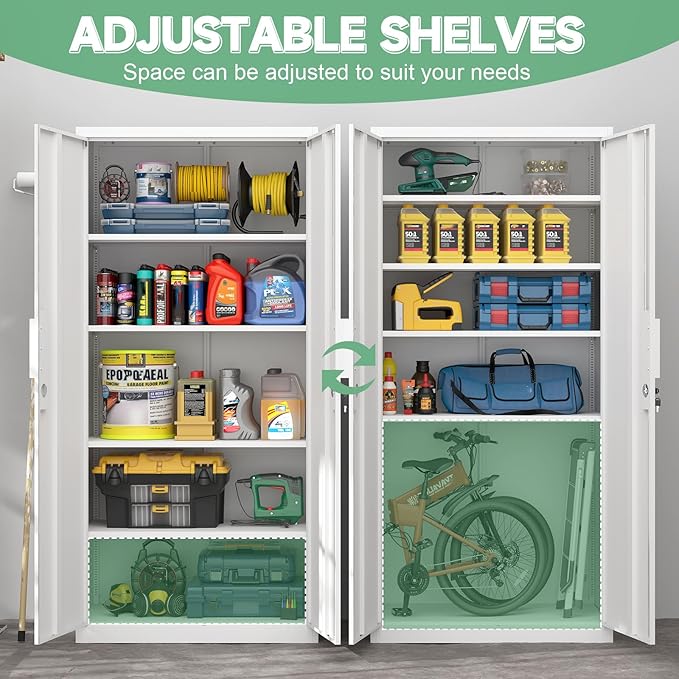 Lockable Storage Cabinets, 72" H Heavy Duty Cabinet for Home Office, Large Storage Cabinet with Doors, Metal File Cabinets with Adjustable Shelves, Office Organizer