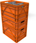 SIDIO Crate Basic Pack - 2 Full-Size & 1 Half-Size Heavy Duty Stackable Storage Bins, Totes and Containers with Dividers - Durable Plastic Organizer for Home, Office, Garage, and Outdoor Use, Orange