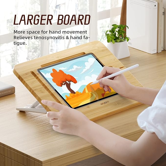 Wooden Tablet Drawing Stand - Portable & Adjustable 5 Angles for Laptop,Laptop Stand Riser,Compatible with 12.9/13 inch iPad Pro(3rd-6th Gen)