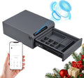 Jewelry Safe with Drawers，Biometric Fingerprint safe, Slide-Away Handgun Safe for Pistols, Leather Wrapped Jewelry Storage Safe, Digital Keypad & Quick-Access Drawer (Grey- 1 Drawer)
