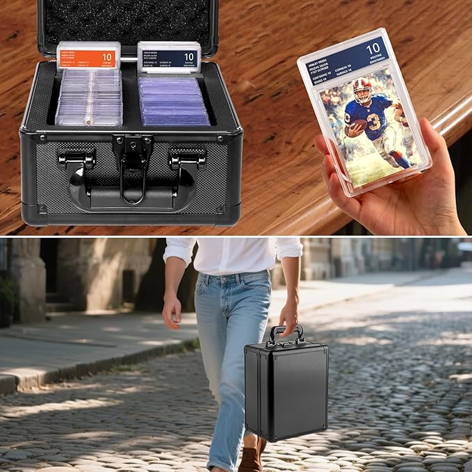 Graded Card Storage Box Case, Sports Trading Card Box - Cards Slab Case Fits PSA MTG CSG BGS SGC Top Loaders Magnetic Card Holder, Waterproof Carrying (Mid-Range)
