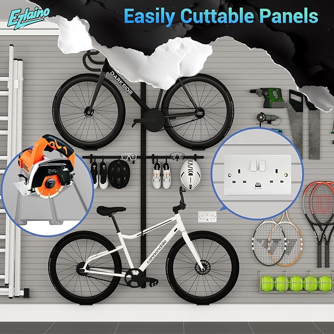 Ezlaino 4x4ft PVC Slat Wall Paneling - Thickened & Durable, Waterproof, Versatile | Fits Most Slatwall Accessories (Not Included) | Ideal for Garage, Home & Store Organization, Gray
