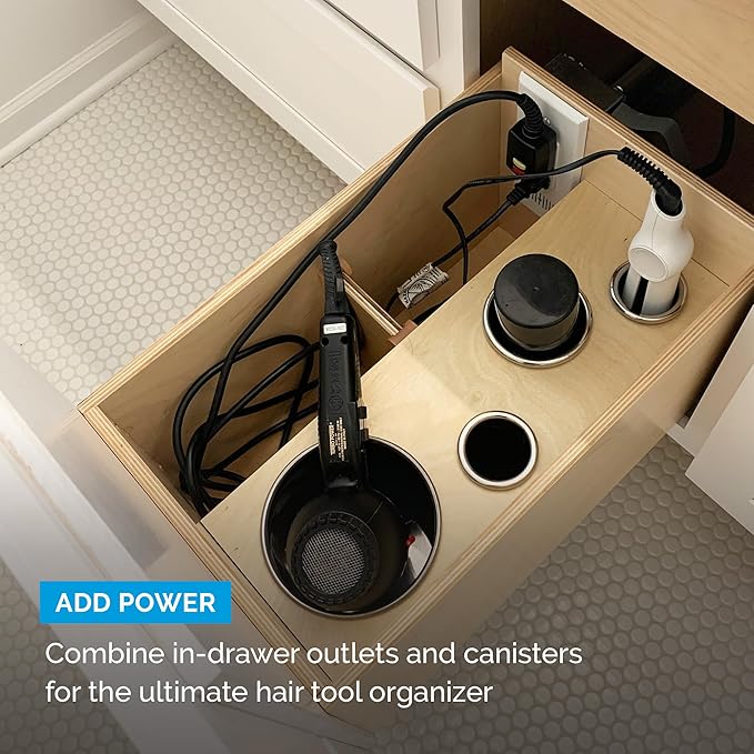 Docking Drawer 3" Stainless Steel Canister for Hot Tools, Capped Design, Safely Stow Styling Tools