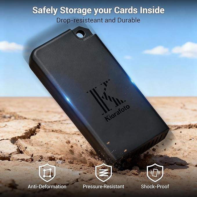 Pop-up Small TF Memory Card Case Holder for 8 TF MSD Cards with Carabiner, Portable Anti-Shock Splash-Proof MicroSD Card Case Storage Protector Organizer Keeper Container, Card Remove Tool Included