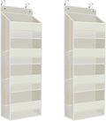 2 Pack Over The Door Organizer, Hanging Storage Organizer with Clear Window, 40lb Ultra Sturdy Large Capacity Room Organizer for Pantry Laundry Bathroom Nursery Closet (Beige)