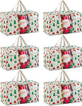 VENO 6 Pack Moving Bags, Large Christmas Storage Bins with lids, Packing Supplies for College, Alternative to Moving Boxes, Foldable, Heavy-Duty Tote, Christmas Pattern (Jingle Mix, 6 Pack)