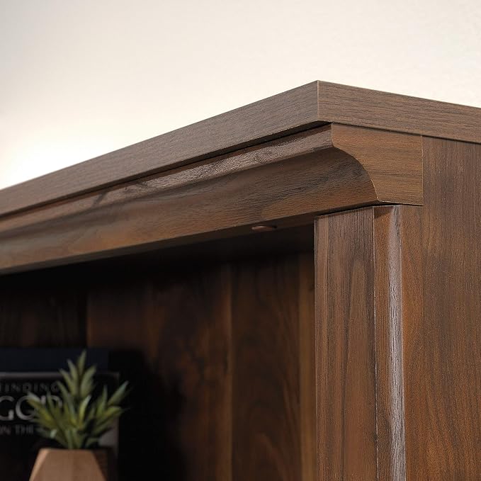 Sauder 5 Tier Book Shelf Wooden Bookcase Multipurpose Bookshelf for Home Office, Living Room, in Grand Walnut