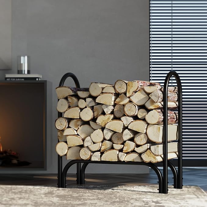 Fire Beauty Firewood Rack Log Holder,Log Storage Holder,Storage Rack,Firewood Stacker for Fireplace Indoor Outdoor(Middle)