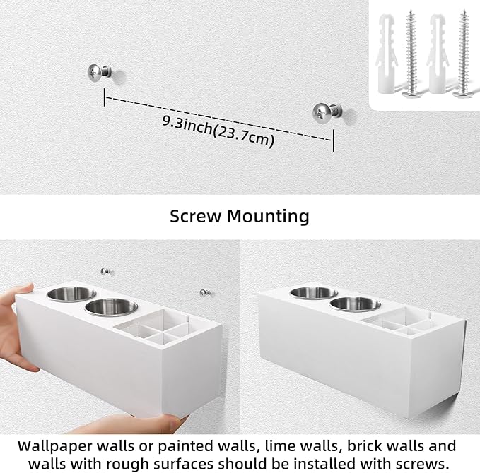 Hair Dryer Countertop Holder, Hair Tool Organizer Wall Mount, Blow Dryer Holder Cabinet Door Organizer, Bathroom Countertop Blow Dryer Holder and Curling Iron Holder (Cedar Wood, White)