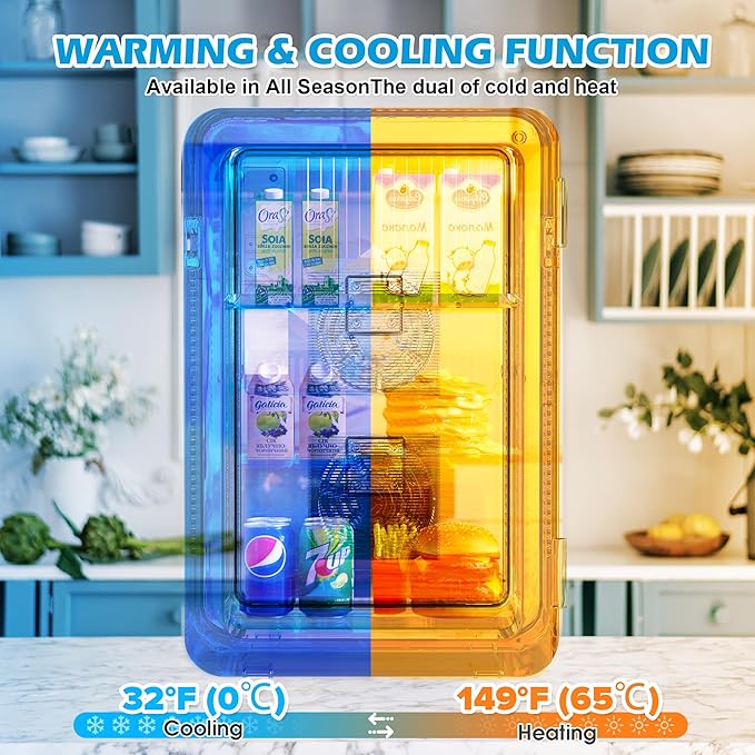 advwin 22L Mini Fridge for Bedroom, 30 Cans Portable Cooler & Warmer Compact Refrigerators with AC/DC Power for Skin Care, Beverage, Cosmetics, Food, Drinks, Office Desk Dorm Room