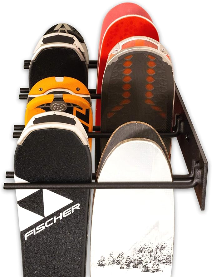 StoreYourBoard Ski Rack Wall Mount – Heavy-Duty Steel Ski Wall Mount Holds Up to 16 Pairs of Skis, Space-Saving Ski Rack for Garage, Home, or Cabin – Durable Wall Storage Organizer - Holds Up to 200lb