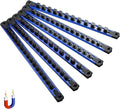 ALOANES 6-Piece Magnetic Rail Organizer, Heavy Duty Aluminum Rails, 360 Swivel Clips Socket Holder Kit for Tool Box, 1/2, 3/8, 1/4-Inch Socket Holder x 80 Clips (Blue)