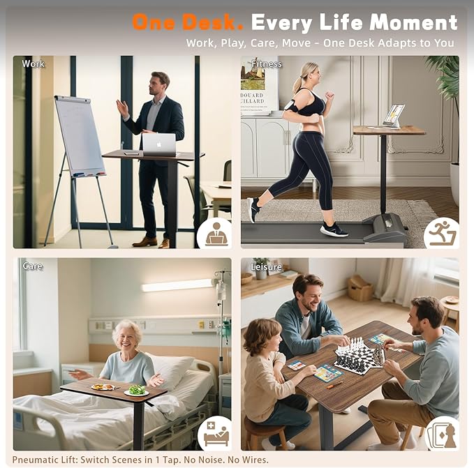 Overbed Bedside Table with Wheels, Adjustable Hospital Over Bed Table, Rolling Laptop Table, Medical Bed Side Table