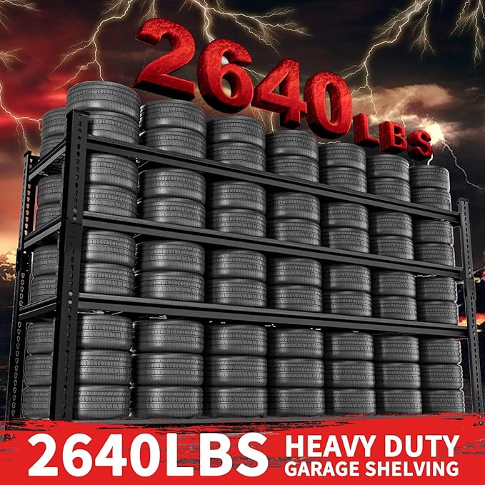 Storage Shelves 2PCS, Garage Shelving Heavy Duty 2640LBS Capacity, 60"L x 24"W x 60"H Adjustable Metal Shelving Organizer Wire Rack, 4 Tier Utility Shelf Unit for Pantry Closet Warehouse Organization