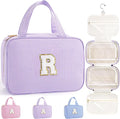 TOPEAST Travel Toiletry Bag Initial Makeup Bag for Teen Girls - Birthday Gifts for 7 8 9 10 11 12 13 14 15 16 17 18 Year Old Girls, Teen Girl Gifts Trendy Stuff - Letter R, Purple