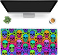 Desk Mat,Neon Skulls and Stars Extended Gaming Mouse Pad,Large Non-Slip Rubber Base Mousepad with Stitched Edges,Waterproof Mouse Mat Desk Pad for Office Game Home 35.4x15.75 in