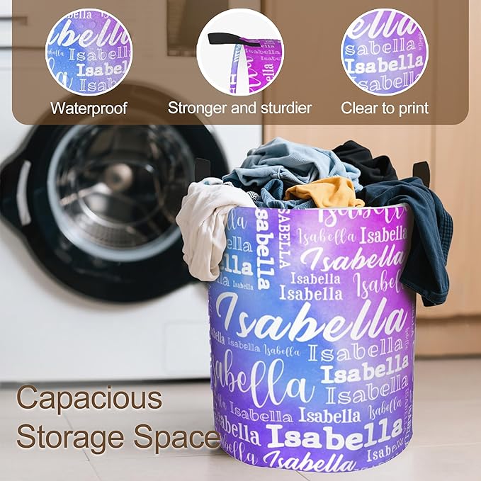Custom Name Laundry Hamper, Personalized Laundry Baskets with Name for Boys Girls Women Men, Customized Collapsible Dirty Clothes Hamper Easy Storage Gifts for Bedroom Bathroom Living Room