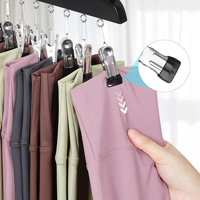 TOPIA HANGER 2 Pack Bra Hanger with 2 Pack Leggings Organizer, 2-in-1 Space Saving Hanger Neatly Store Max 40 Bras and 20 Leggings, Pants Jeans Shorts Skirt Tank Top Hangers for Closet Black CT77B