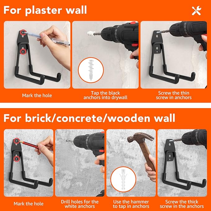 42 Pack Garage Hooks with Anti-Slip Coating Heavy Duty Wall Mount Hooks for Garage Storage and Hanging Hoses Bike Garden Tools Ropes etc