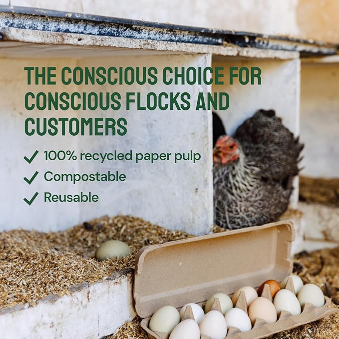Hatortempt Reusable Paper Pulp Egg Cartons - 48-Pack, 12-Count - Pre-Printed Cartons for Date Labeling - Versatile Egg Baskets for Market & Home - Biodegradable Bulk Packs for Easy Transport