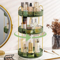 360 Rotating Makeup Organizer for Vanity, Bathroom Countertop Spinning Perfume Organizer, High-Capacity Cosmetic and Skincare Dresser Make Up Holder Rack (3 Tiers, Green)