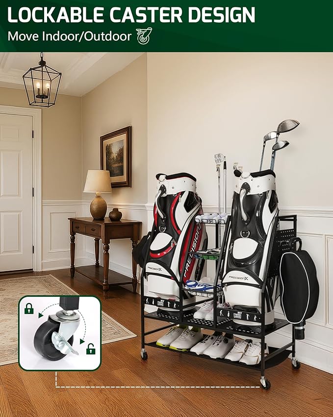 Mythinglogic Golf Bag Storage Organizer, Extra Large Golf Storage Stand for Golf Bag Accessories, Golf Storage Rack for Garage, Golf Club, Home