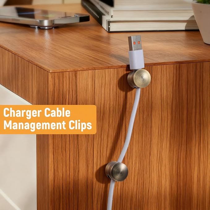 6 Sets Charger Holders for Cords Adjustable Cable Anchor Holders Adhesive Metal Cord Clips Organizer Wire Management Keeper Phone Charger Holder for Nightstand Desktop Wall Office Home