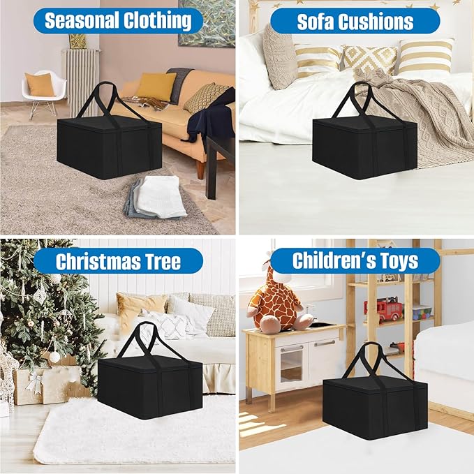 SIRUITON 32”L x 32”W x 24”H Outdoor Cushion Storage Bag,Patio Furniture Cushion Storage Bag,Heavy Duty Rip Proof 600D Oxford,with Handle and Zipper of Waterproof Garden Cushion Storage Covers