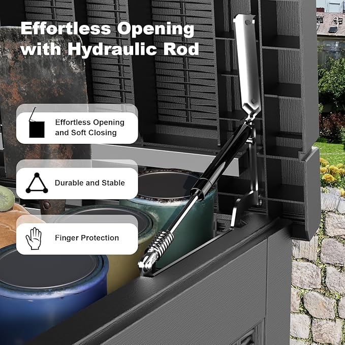 320 Gallon Outdoor Deck Box,Storage Lockable Waterproof Patio Furniture,Garden Tools,Cushions,Pool Accessories Outside Storage Resin Box(Black)