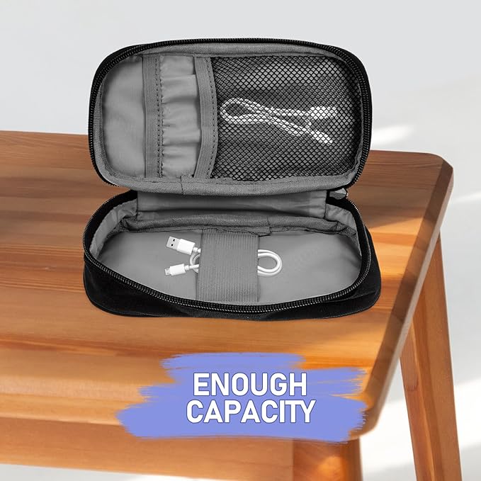 Wear-resistant Electronic Organizer Bag Large Capacity Travel Cable Storage Pouch for USB Chargers Power Bank Accessories Portable Protective Case with Smooth-zip Closure for Tech