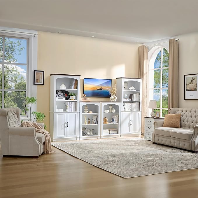 White Bookshelf, 3 Tier Bookcase and Kids Bookshelf, Small Storage Cabinet with Wooden Cube Storage Organizer, Modern Book Shelf for Bedroom Furniture, Living Room, Office, Toy Organizer Cabinet