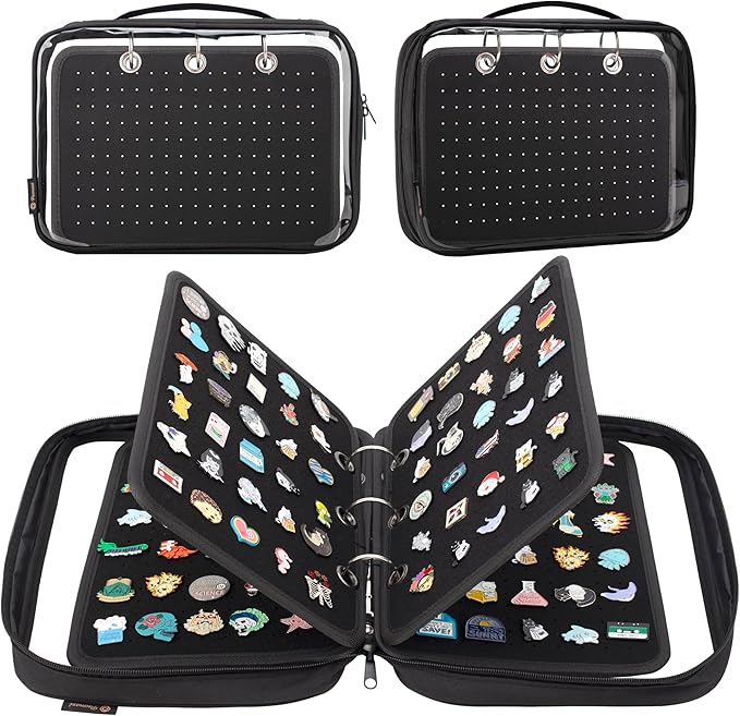 Enamel Pin Display Pages Pin Carrying Case, Pins Collection Storage Organizer Case, Travel Brooch Pin Display Bag (Pins Not Included)