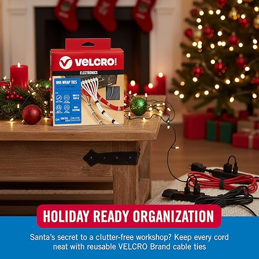 VELCRO Brand 150pk Cable Ties Value Pack, 8in | Stocking Stuffer Gifts for Tech Lovers | For Wire Management and Cord Organizer | Replace Zip Ties with Reusable Straps, Reduce Waste