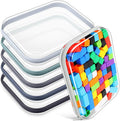 Sanwuta 6 Pcs Clear Hard Zipper Case Hard Plastic Zipper Pouches Transparent Makeup Bag Pencil Pouches for Travel Snacks Christmas Trinket Storage Organizer Box(Blue-green,9.84 x 7.87 x 2 Inch)