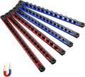 ALOANES 6-Piece Magnetic Socket Organizer, Heavy Duty Aluminum Socket Rails Organizer, 360° Swivel Clips Socket Holder Kit for Tool Box, 1/2, 3/8, 1/4-Inch Socket Holder x 80 Clips (Red&Blue)