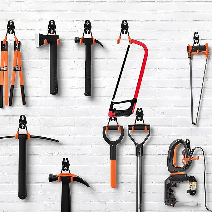 16 Pack Steel Wall Mount Garage Storage Hooks Heavy Duty | Anti-Slip Coating | Bikes | Storage Organizer | Ropes | Hose | Garden Tools