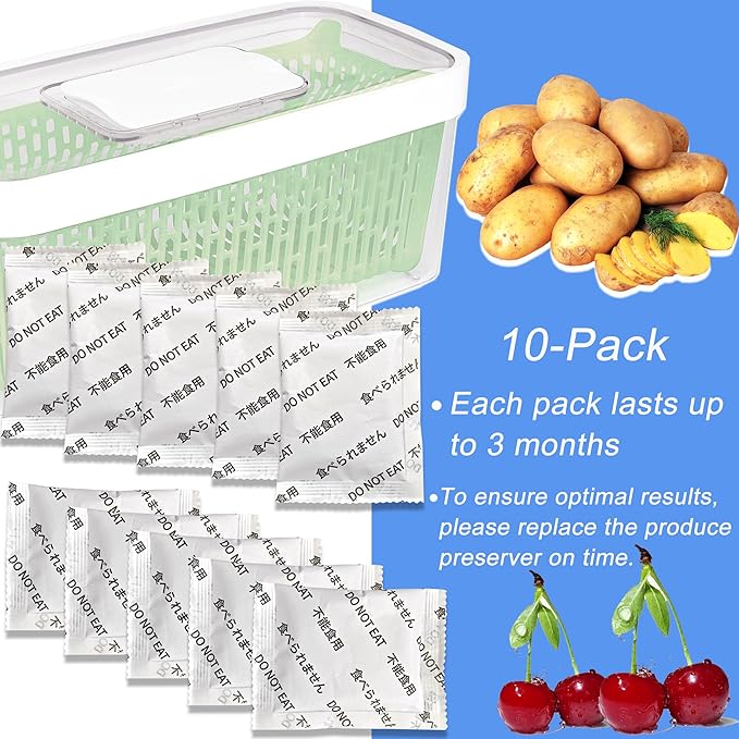 10-Pack Replacement Kits for OXO Good Grips GreenSaver Carbon Filter Refills, Compatible with OXO Good Grips GreenSaver Produce Keeper & Standing Crisper Drawer Insert, Keep Fruits Veg Fresh