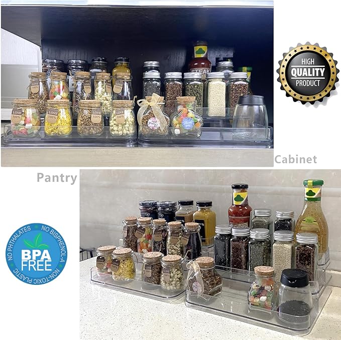 Perfume Organizer - 2 Pack Three-Tiered Shelf - Perfume Lotion Skincare Stand, Spice Vitamins Medicine Bottles Holder,Sturdy Clear Rack for Kitchen Bathroom Countertop Cabinet Storage