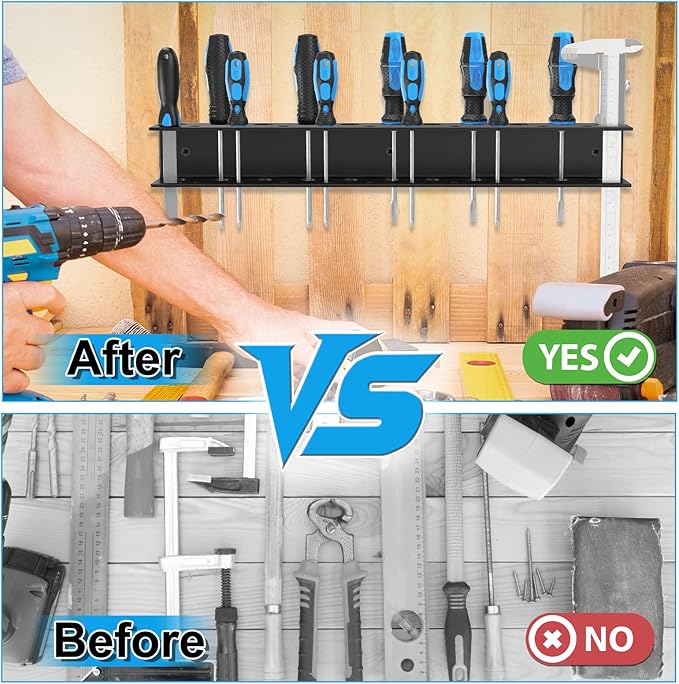 Screwdriver Organizer Wall Mount,Heavy Duty Metal Utility Storage Rack for Screwdrivers Calipers Small Tools,Screw Driver Holder Suitable Garages Homes Workshops Sheds(2PC)