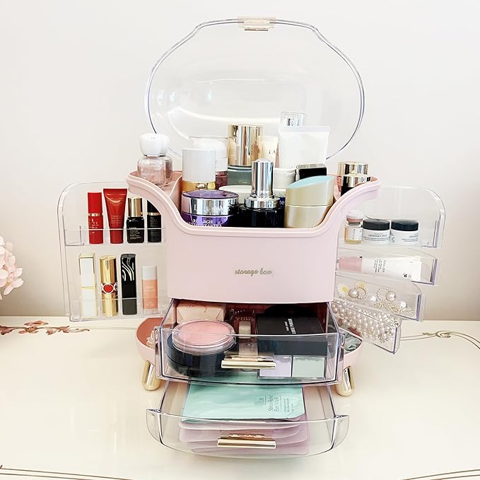 Upgrade Large Makeup Organizer Countertop Vanity Organizer Cosmetic Organizer Makeup Storage Box Bathroom Counter Organizer Perfume Skincare Organizers Gift Women Clear Design Easy Visibility