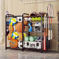 Garage Sports Equipment Organizer, Ball Storage for Gear and Toys, Large Capacity, Sports Organizer for Garage with Hooks and Baskets