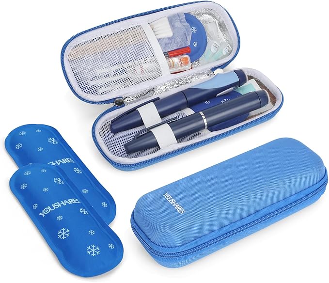 YOUSHARES Insulin Cooler Travel Case TSA Approved - Portable Medication Cooler for Travel and Daily Life, Diabetic Travel Case with 2 Ice Packs