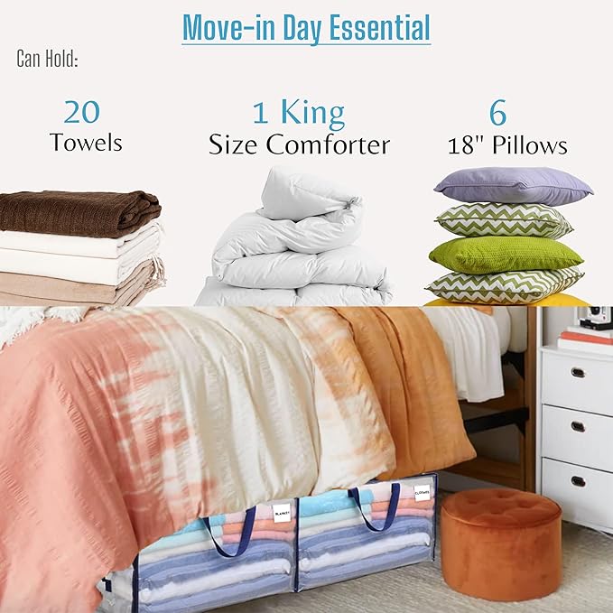 VENO 2 Pack Moving Bags and Large Christmas Decoration Storage Bins with lids. Alternative to Moving Boxes, Packing Supplies for College. Heavy Duty Totes (Clear, 2 Pack)