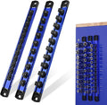 WORKPRO Magnetic Socket Organizer Set, 1/2" 3/8" 1/4" Drive Aluminum Alloy Socket Holder, 3PC Socket Rail with Removable Socket Clips, Socket Organizer Tray for Tool Box Drawer (Sockets Not Included)
